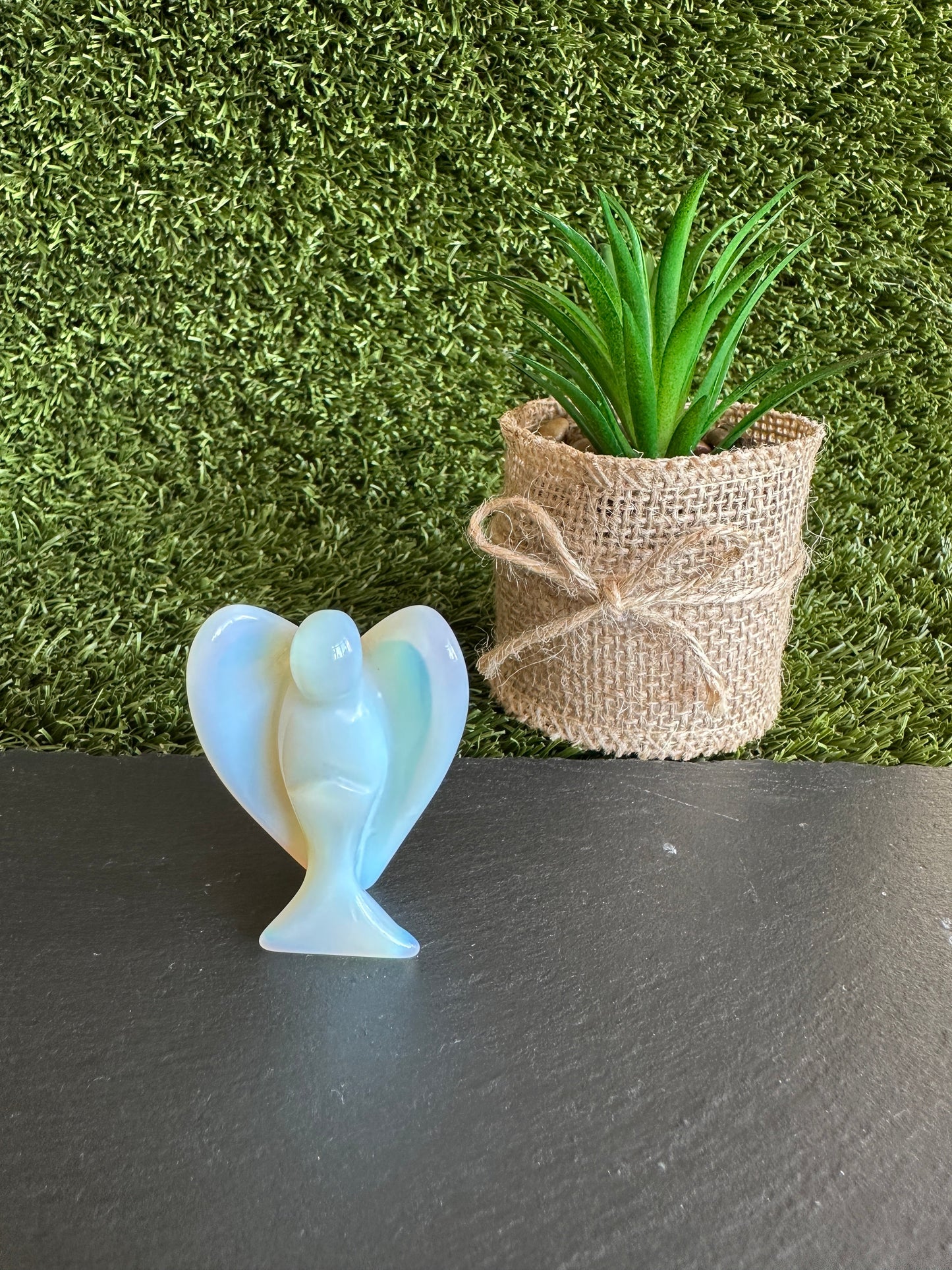 Opalite Angel Carving — Hope, Light & Gentle Emotional Support