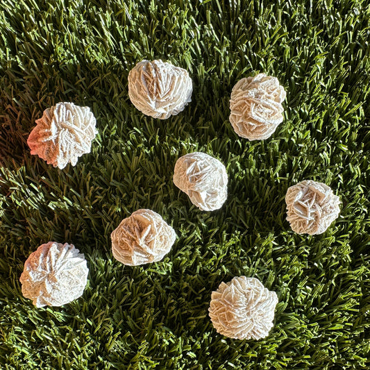 Desert Rose crystal — soft selenite rose for grounding, clarity, and emotional release