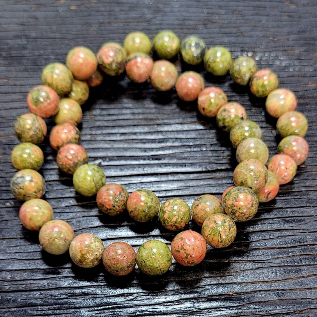 Unakite Harmony Bead Bracelet with Affirmation